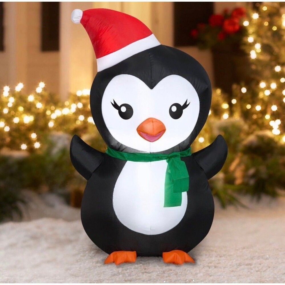 3.5ft Penguin with Santa Hat Holiday Inflatable